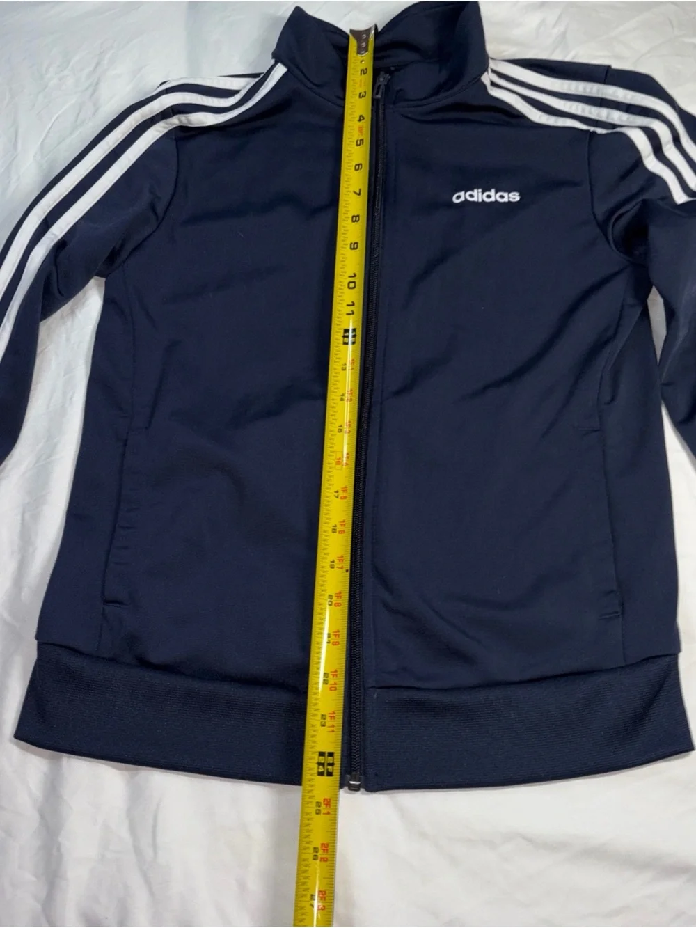 adidas Kids Navy Blue Zip-Front Track Jacket with White Logo